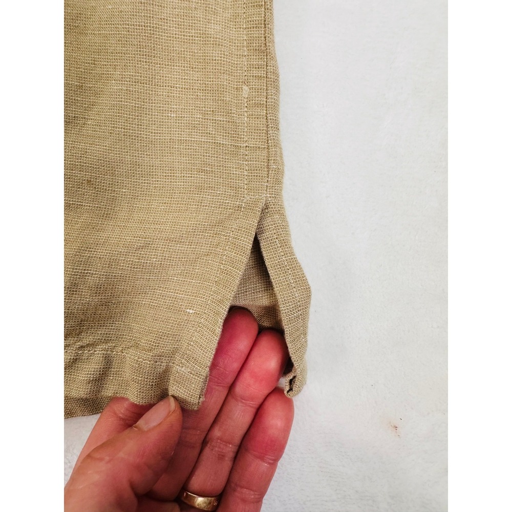 Nautica Men's Tan Linen & Rayon Blend Short Sleeve Button Down Shirt Size M - Picture 9 of 9